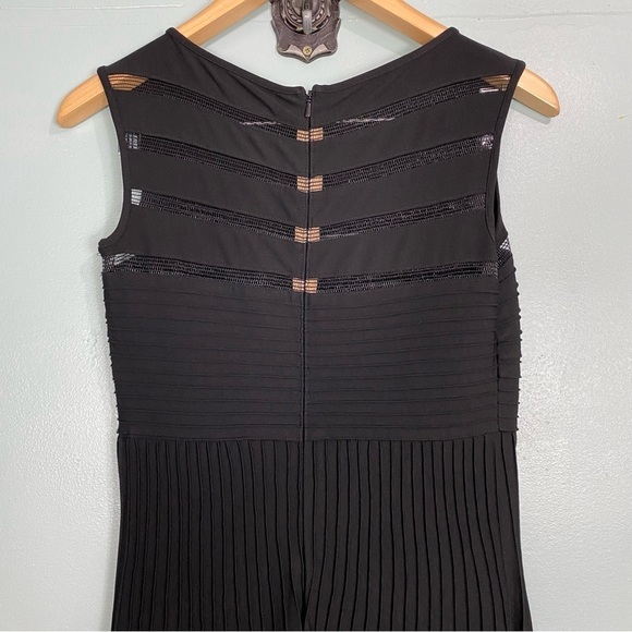 Tadashi Shoji Illushion Mesh Stripe Evening Gown Sz XS Black Maxi‎ - Picture 6 of 8